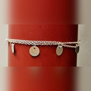 11" Large Double 2 Chain Multiple Circles Anklet Stainless Steel Ankle Bracelet
